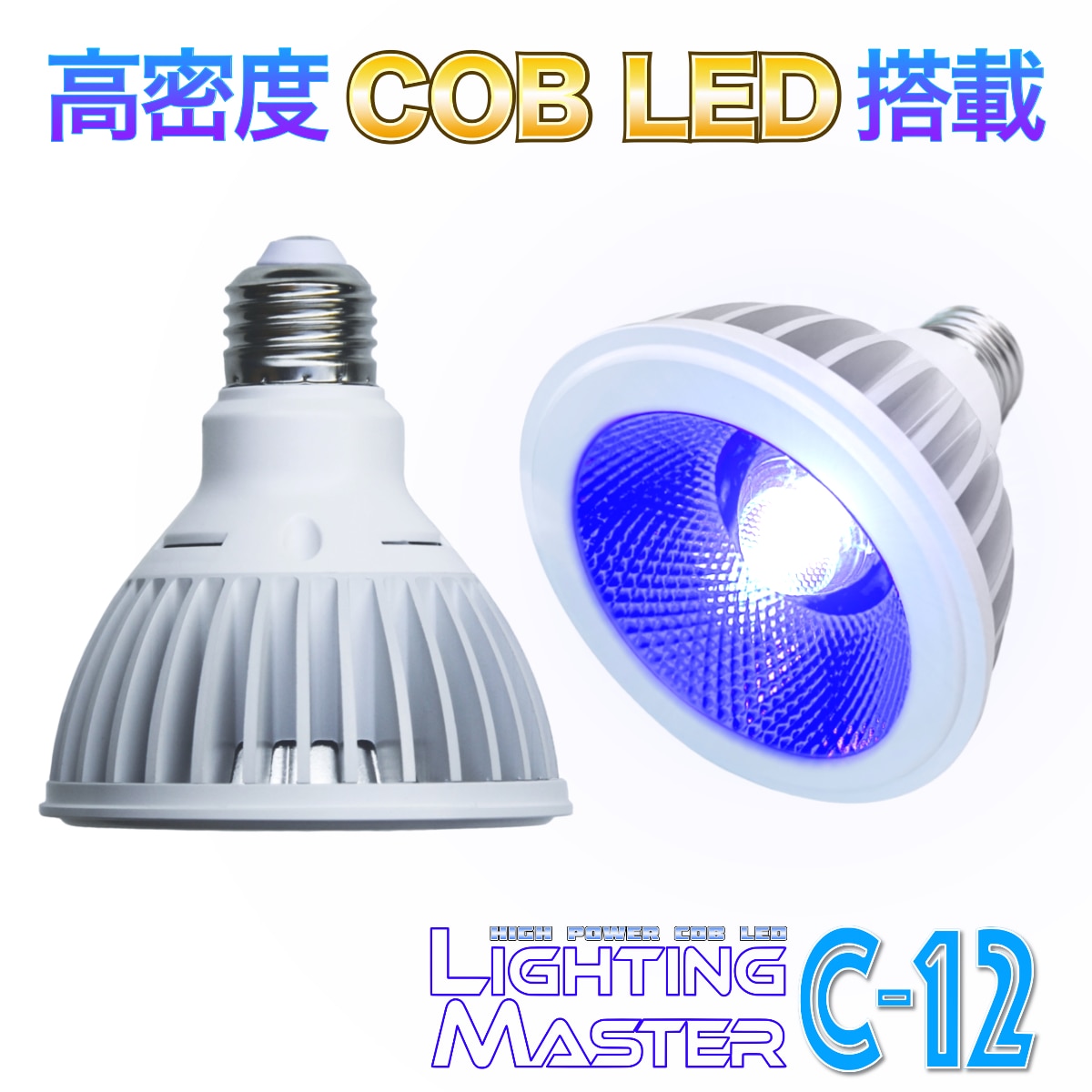 ◆高密度COB LED搭載◆超高輝度LEDランプ Lighting Master C-12【ロイヤルブルー】50,000K